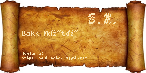 Bakk Máté névjegykártya
