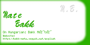 mate bakk business card